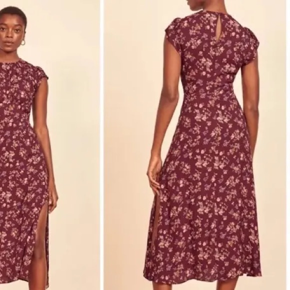 Reformation Dresses & Skirts - Reformation Burgundy Floral Midi Dress